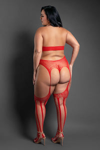 Plus Size Stripped Bodystocking