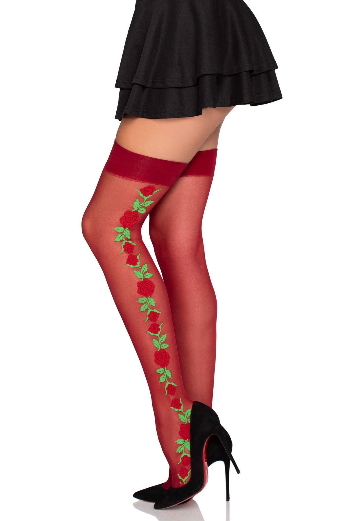 Rose Vine Thigh Highs