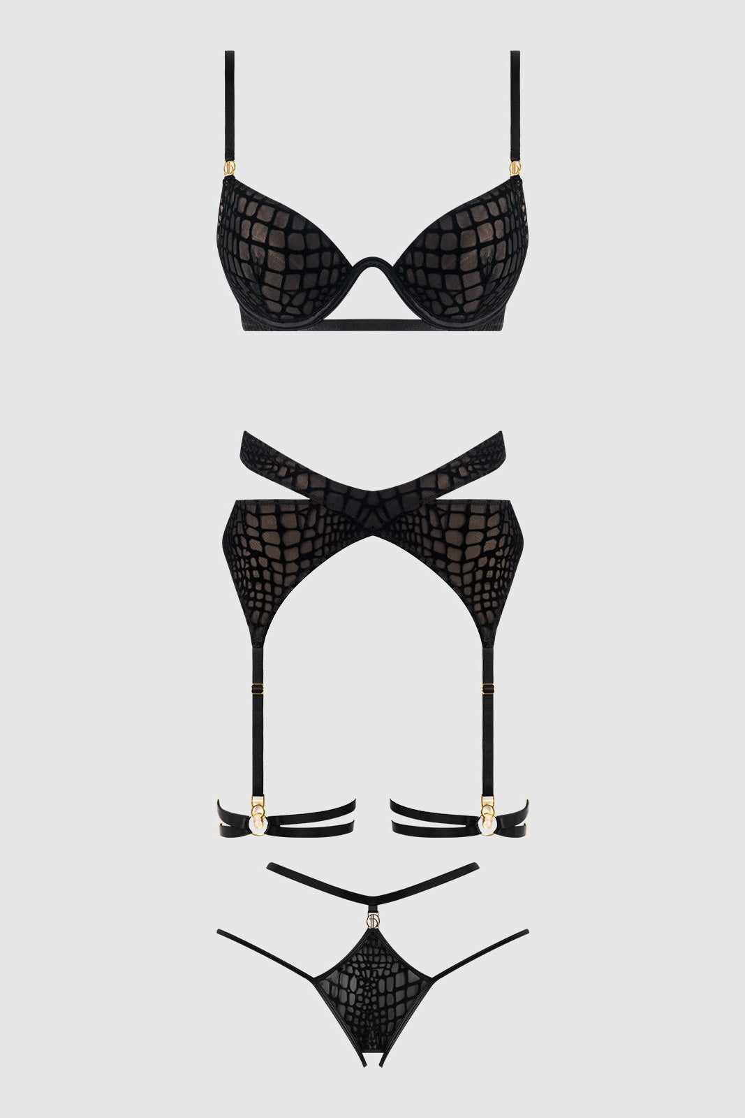 Plus Size Snake Velvet Bra Set
