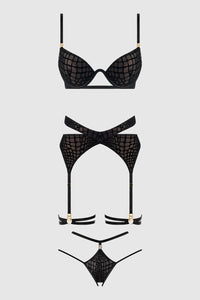 Plus Size Snake Velvet Bra Set