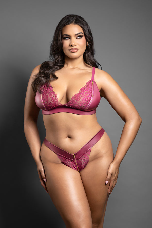 Plus Size Berry Bra Set