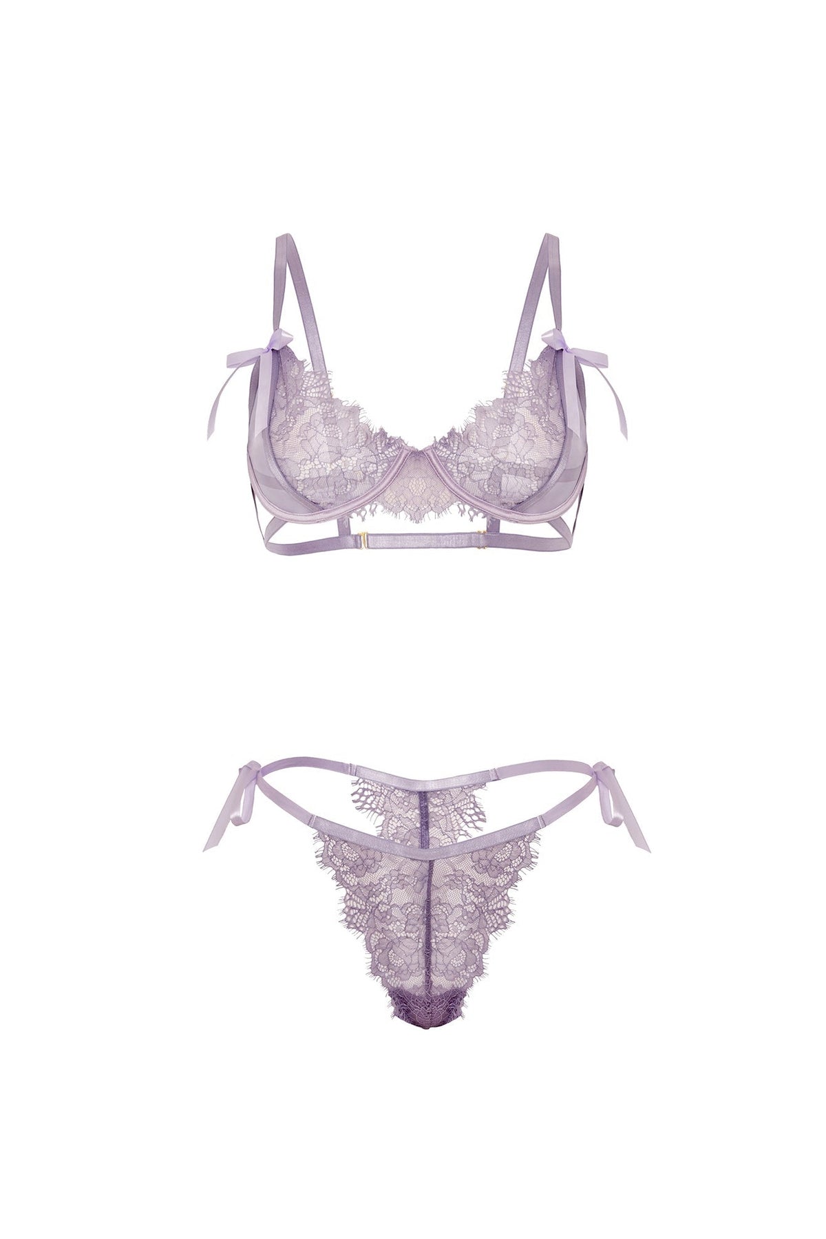 Dahlyia lavender purple lace bra and G-string view 6