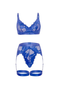 Delphi Lace Bra Set with Attached Garter