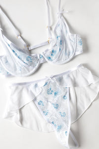 Elena embroidered lingerie flat lay detail