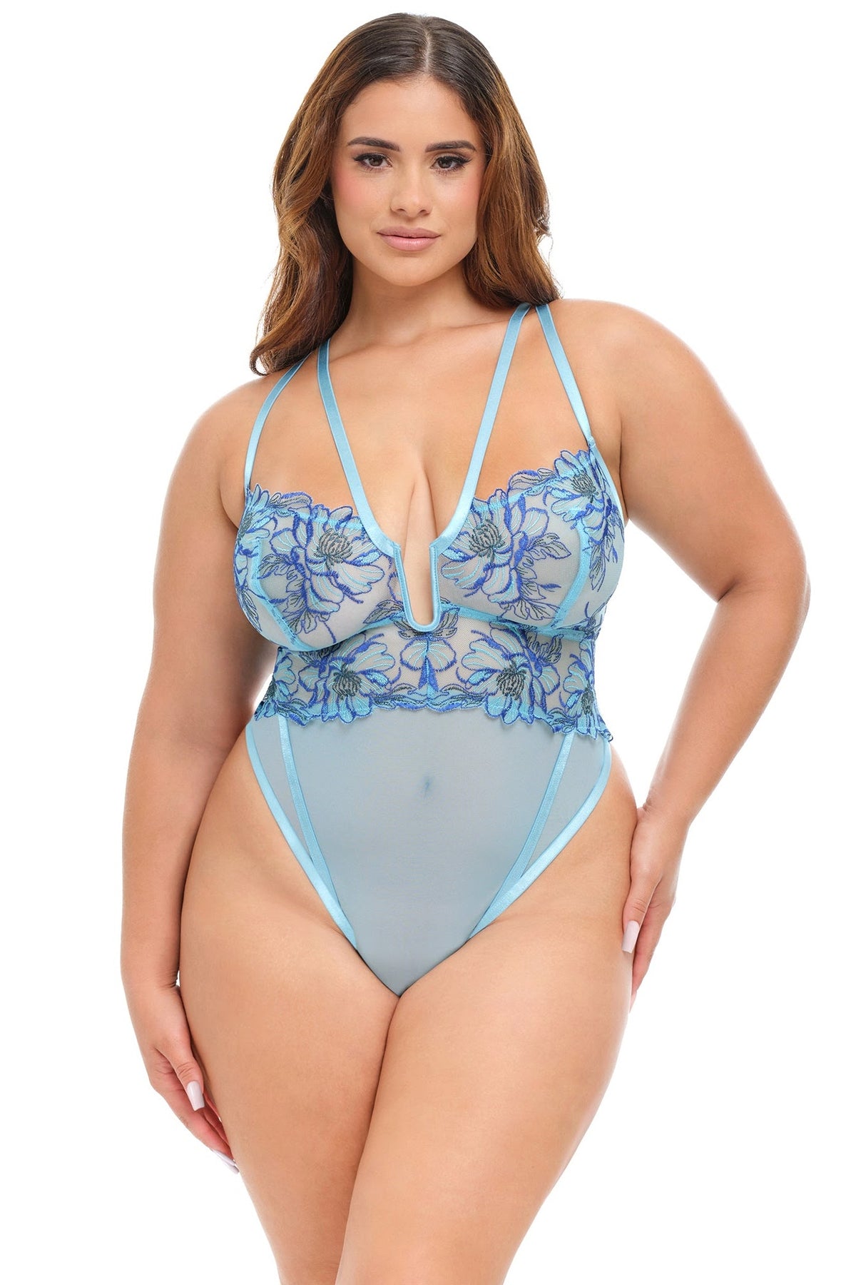 Emilia blue teddy plus-size product view 7