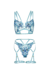 Emilia blue floral embroidered two-piece lingerie view 6