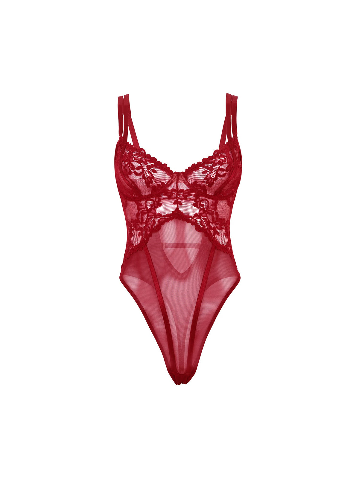 Marisol lace mesh teddy in Zinfandel, front product view