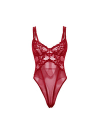 Marisol lace mesh teddy in Zinfandel, front product view