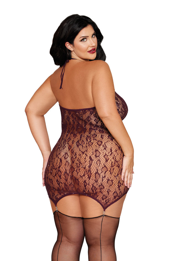 Plus Size Cherry Bodystocking Dress