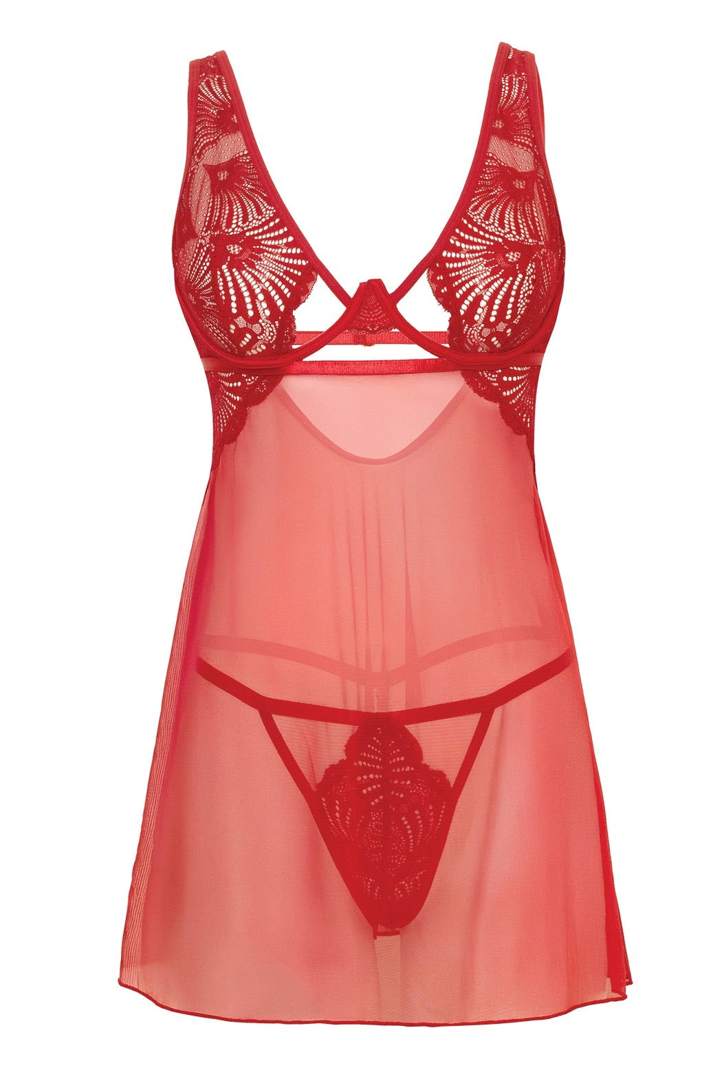 Tiana red lace babydoll with matching G-string product front