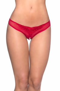 Red Crotchless Pearl Thong