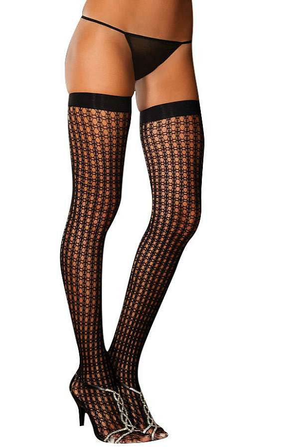 Rene Rofe Black Crochet Net Thigh Highs