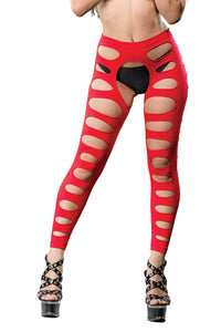 red crotchless leggings with large holes
