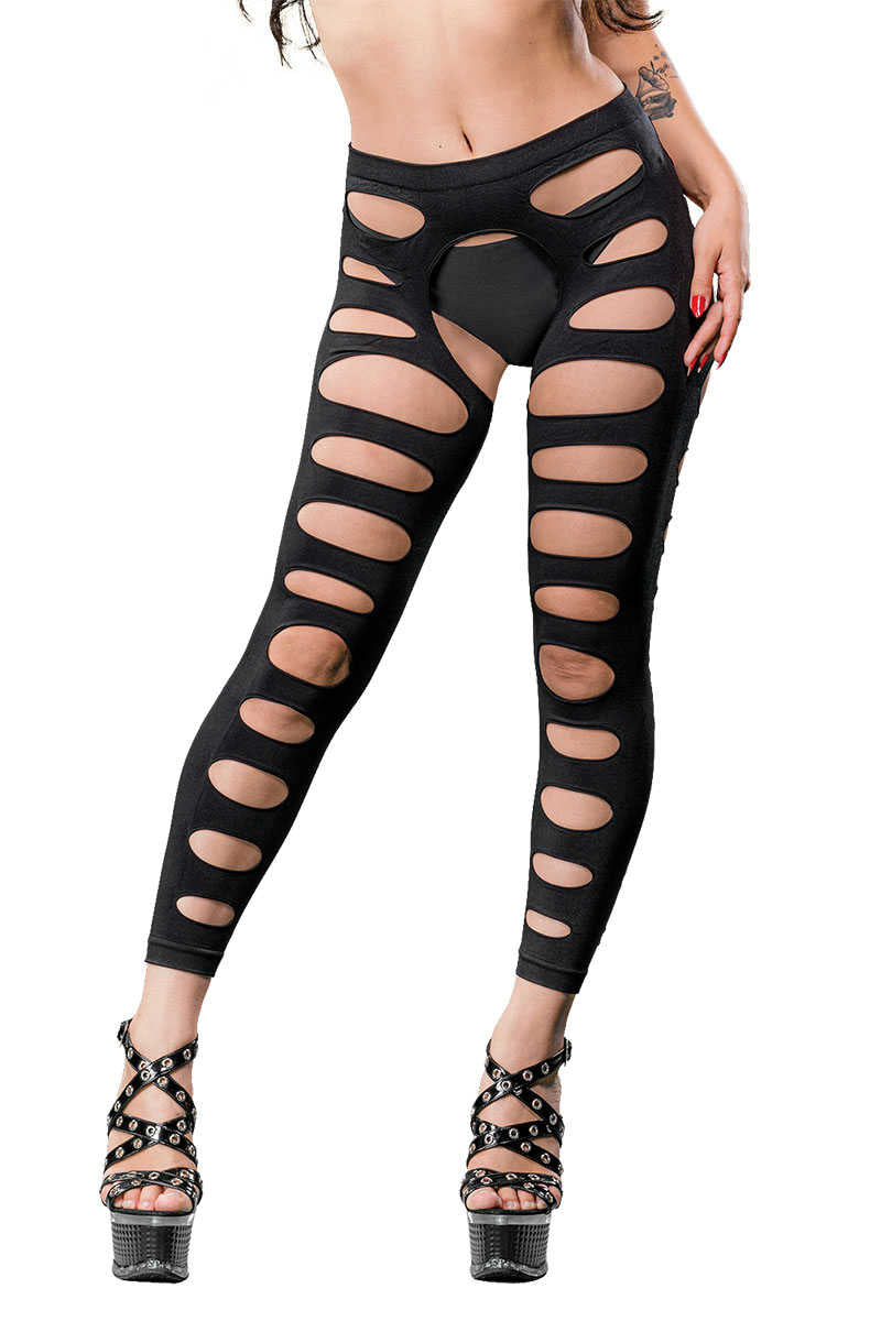 footless tights with crotchless center and oval cut outs